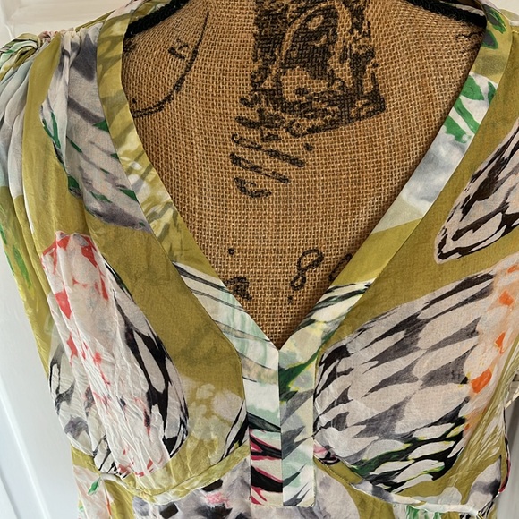 Gently used, sheer, multicolors, cap sleeves that tie have a drawstring - Picture 4 of 7